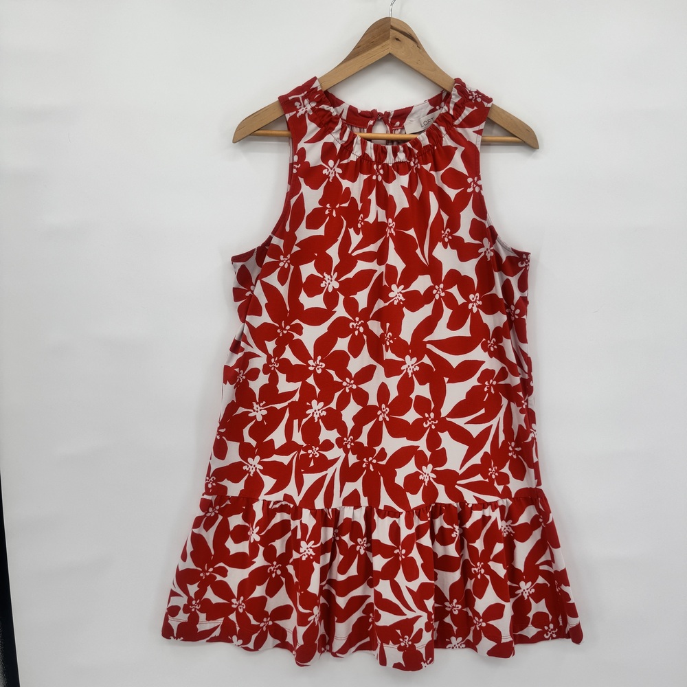 Loft MP Red Hibiscus Floral Sleeveless Dress